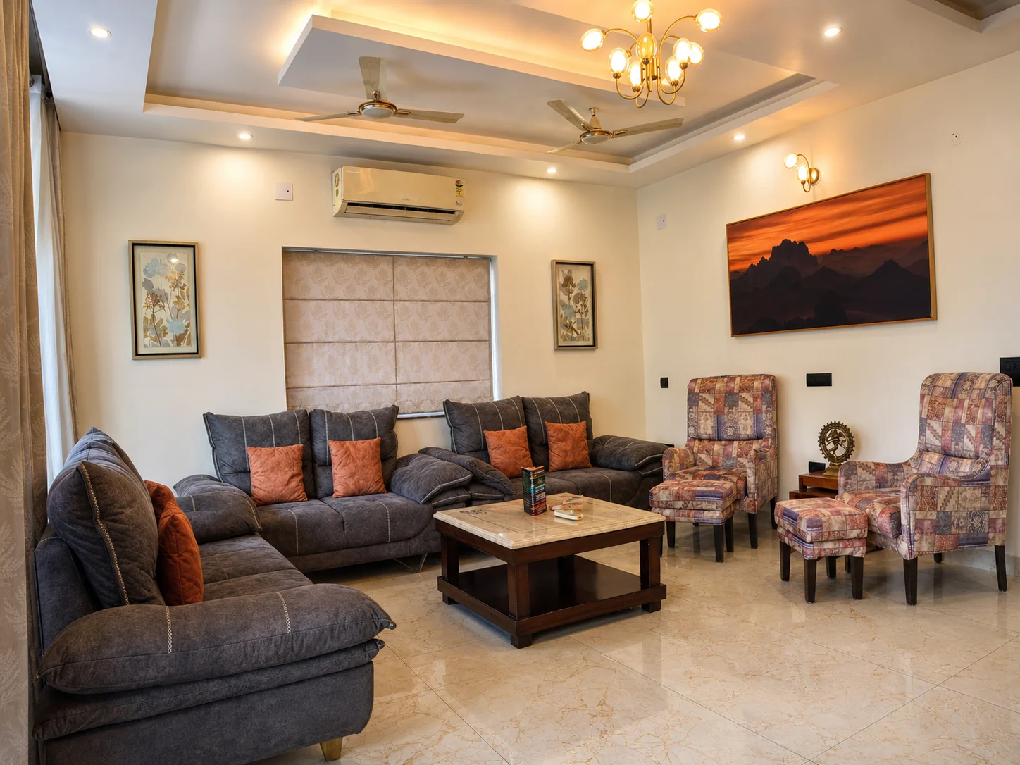 Comfortable modern second-floor guest seating at our verified Dehradun homestay